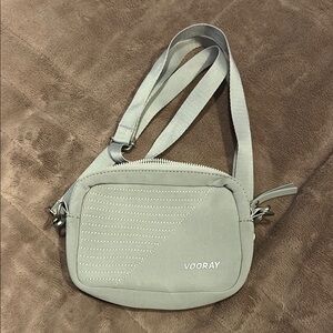 Compact Gray Crossbody Bag with Textured Finish